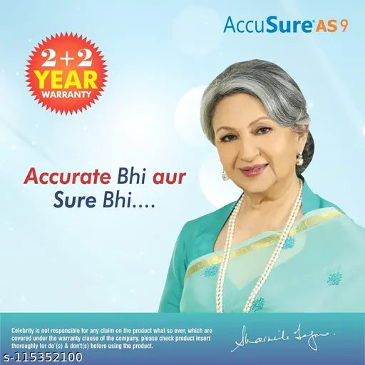 AccuSure Blood Pressure Monitor Fully Automatic Digital Large Display And Adjustable Arm-Cuff Comes With Micro USB Port And 4 Years Brand Warranty- Black Color