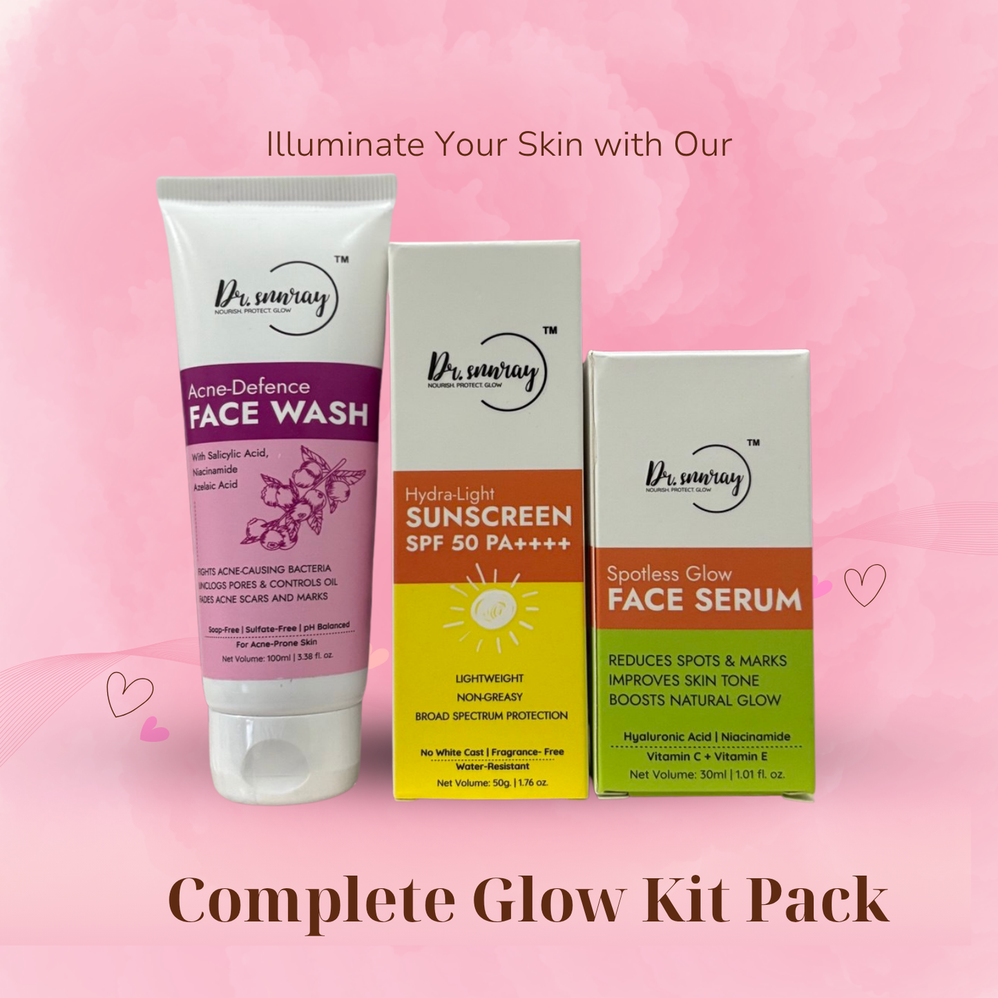 Dr. Sunray Skincare Essentials Combo – Cleanse, Treat & Protect